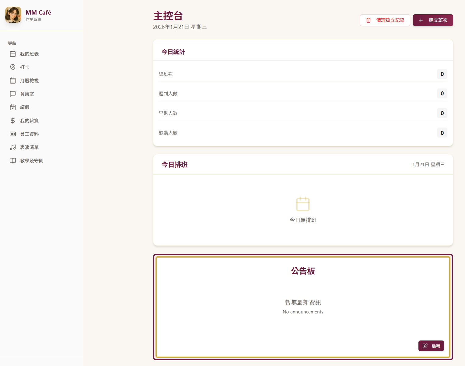 MM Cafe template preview