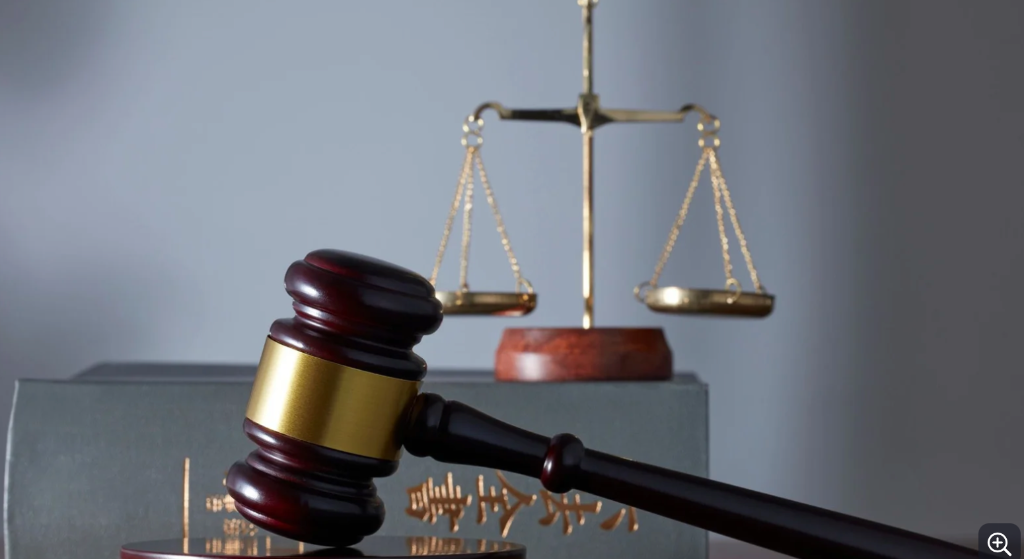 Legal scales and gavel