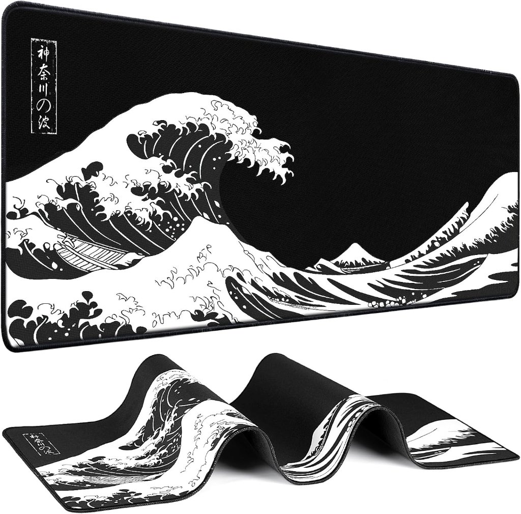 XL Gaming Mouse Pad - Japanese Wave Black