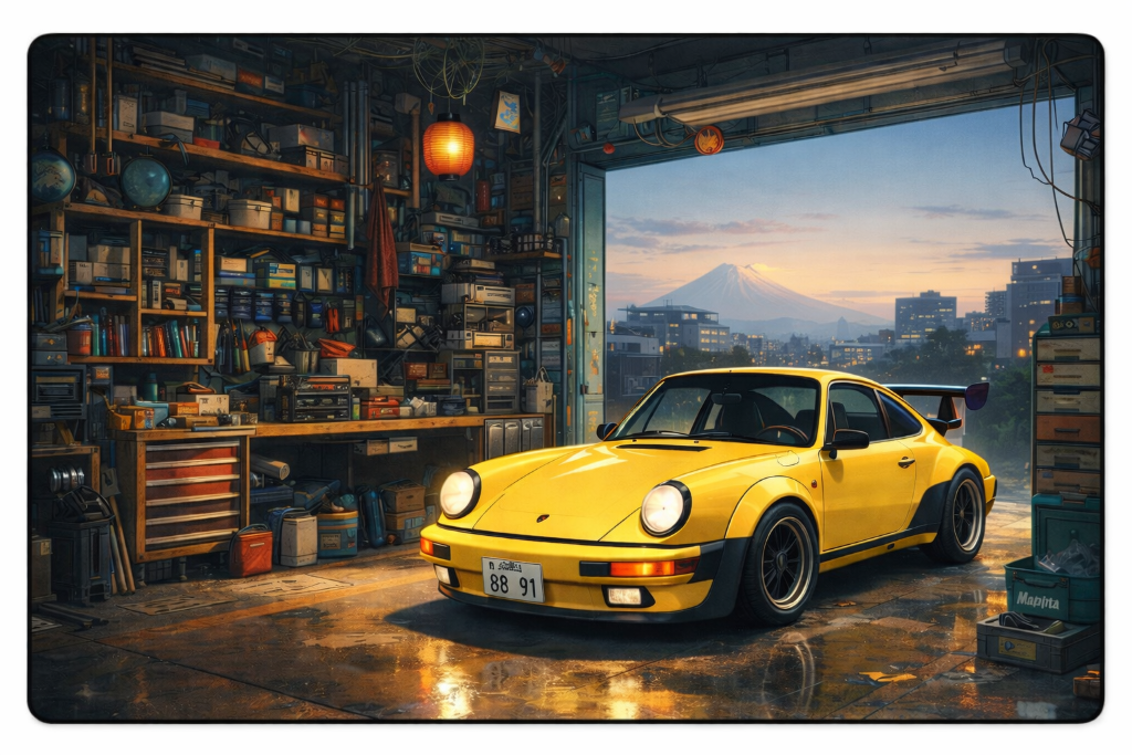 Yellow Race Car Mouse Pad
