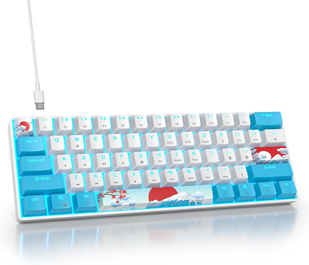 60% Gaming Keyboard - Blue Samurai White