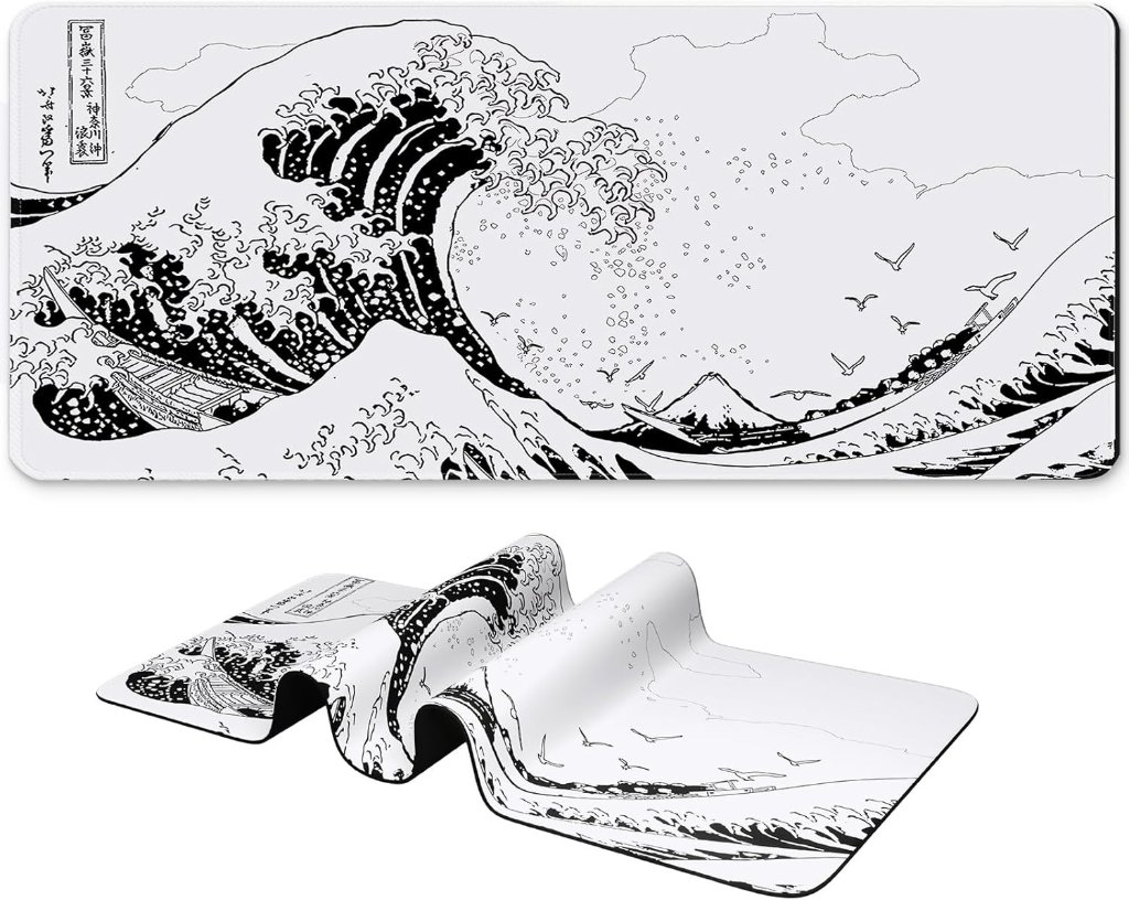 XL Gaming Mouse Pad - Japanese Wave White