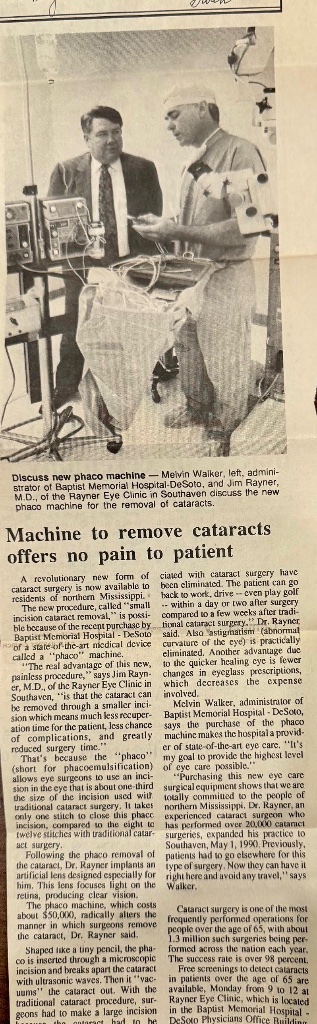 New phaco machine - machine to remove cataracts offers no pain to patient