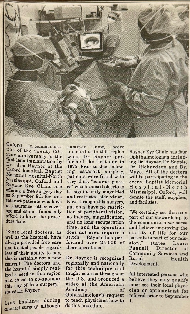 20-year anniversary of lens implantation at Rayner Eye Clinic