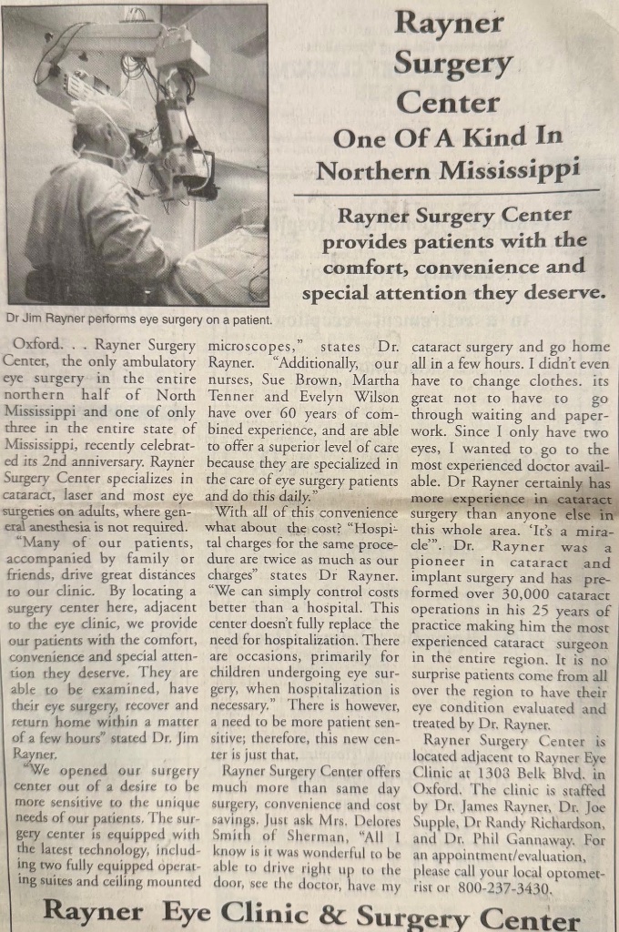 Rayner Surgery Center - One of a Kind in Northern Mississippi