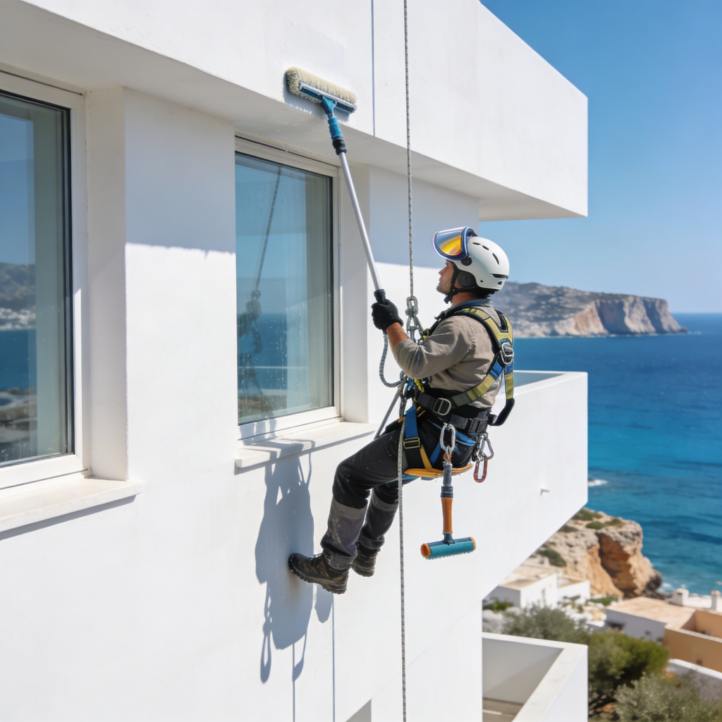 Trabajos verticales con vistas al Mediterráneo en Ibiza