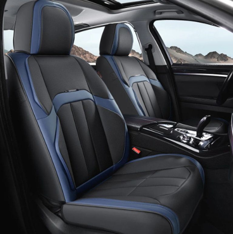 Universal - Coverado Nappa Leather Car Seat Covers - Black/Blue (Front Only)