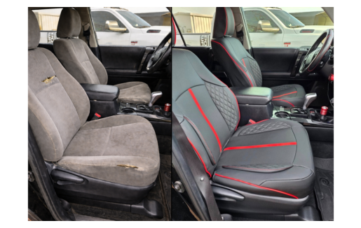 Before and after seat cover upgrade