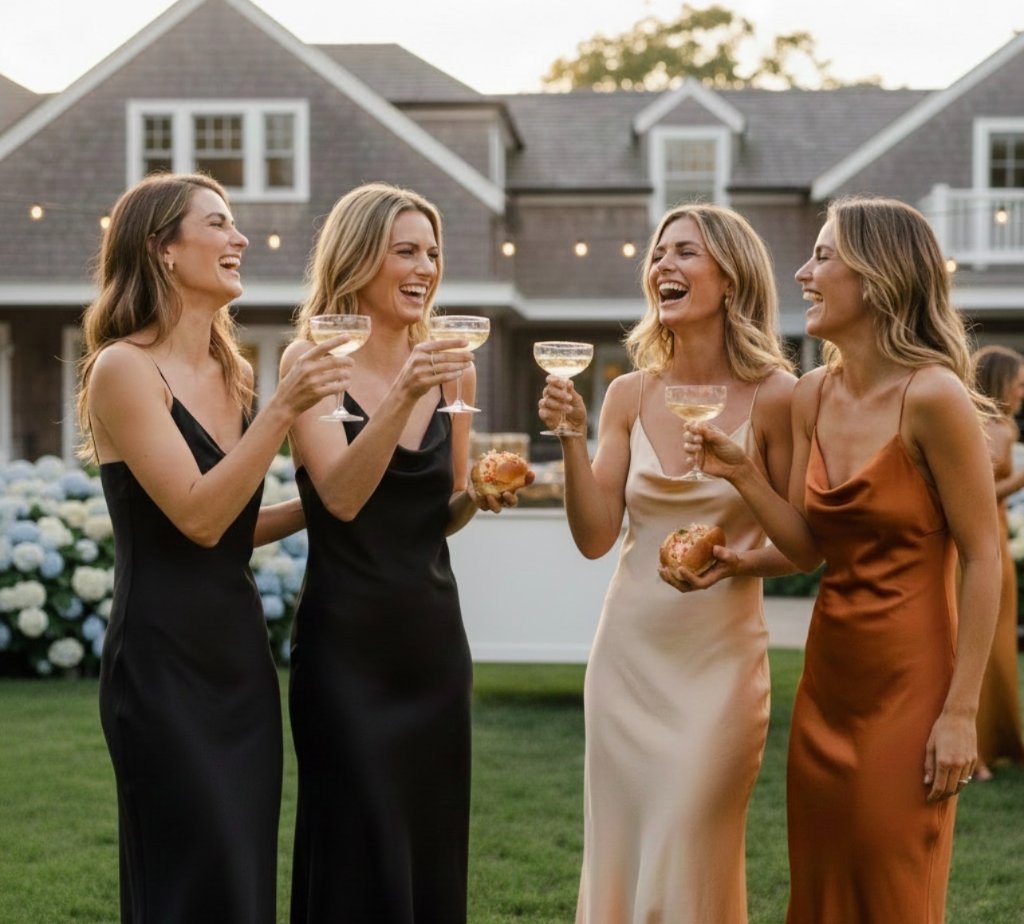 Champagne celebration with lobster rolls at Hamptons event - Luxury mobile catering service NYC