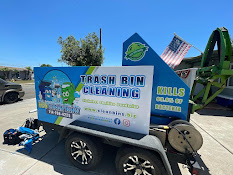Trash bin cleaning service trailer