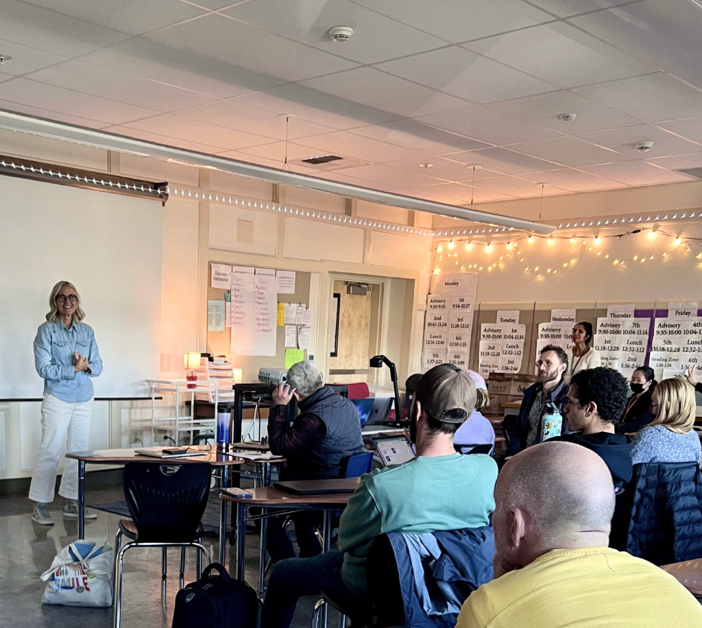 Lane Kennedy teaching nervous system regulation and stress capacity tools to SFUSD — Calm Lab class in action