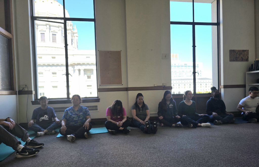 Public Health Laboratory team meditation session with Lane Kennedy