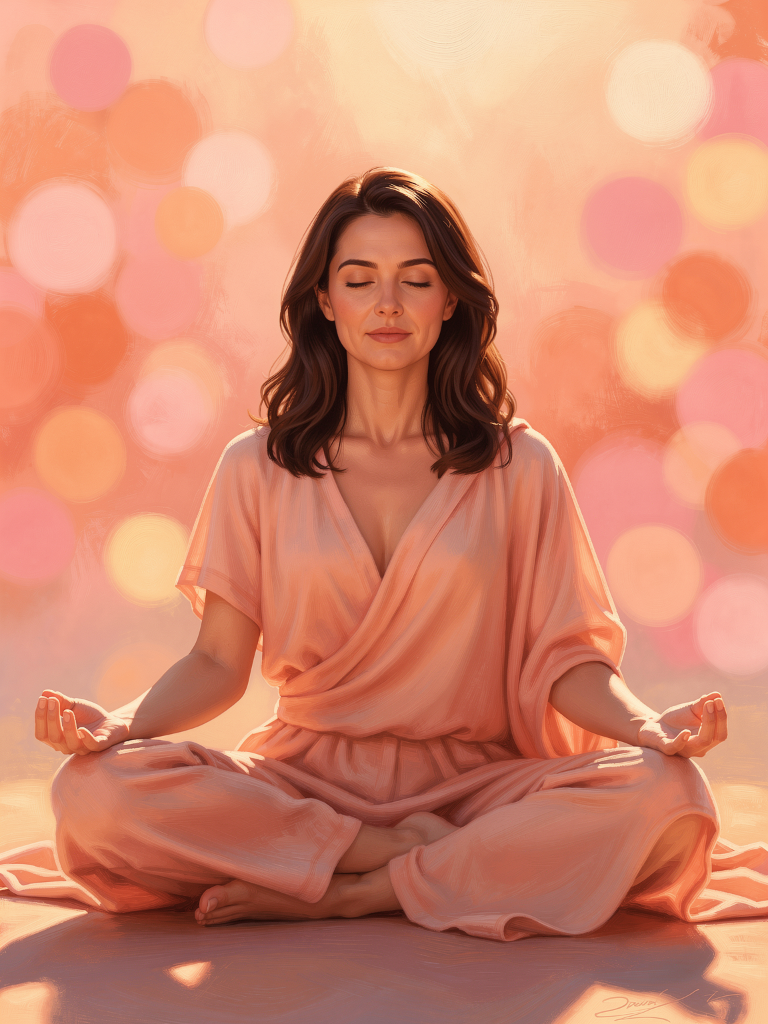 Calm woman practicing nervous system regulation and calm living meditation