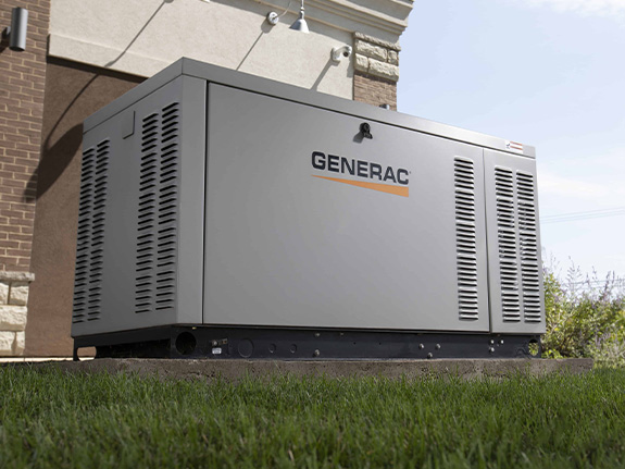 Generac automatic standby generator installation with weather-resistant enclosure