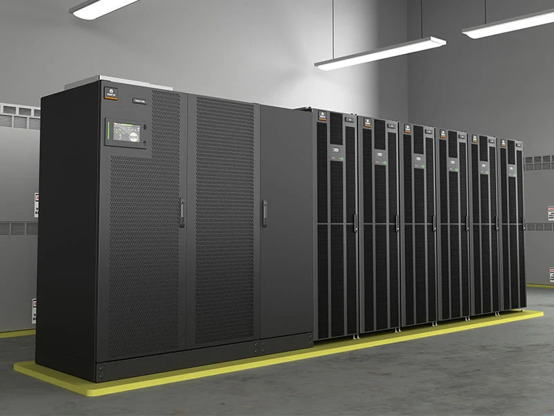 Vertiv Liebert UPS system installation in data center with redundant power distribution