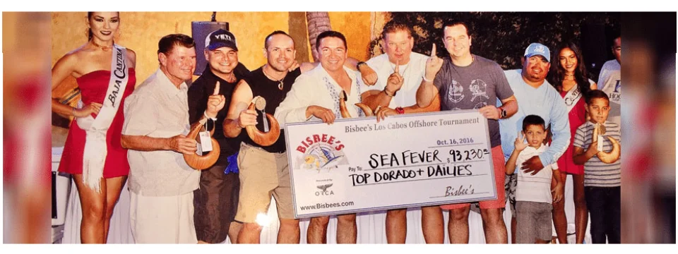 Multiple Bisbee's tournament wins 2016-2021 - Cabo Fishing Charters Pros crew celebrating $93,230+ in combined deep sea fishing tournament prize money