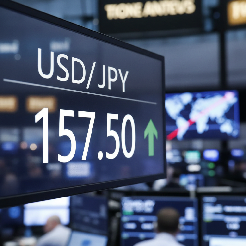 円相場、157円台半ばに上昇　米欧対立でリスク回避の円買い