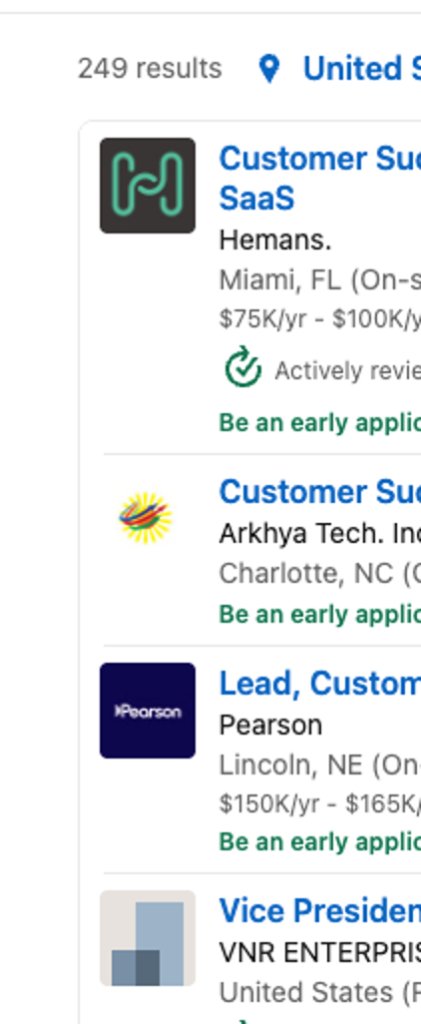 LinkedIn manual search results showing minimal promoted content