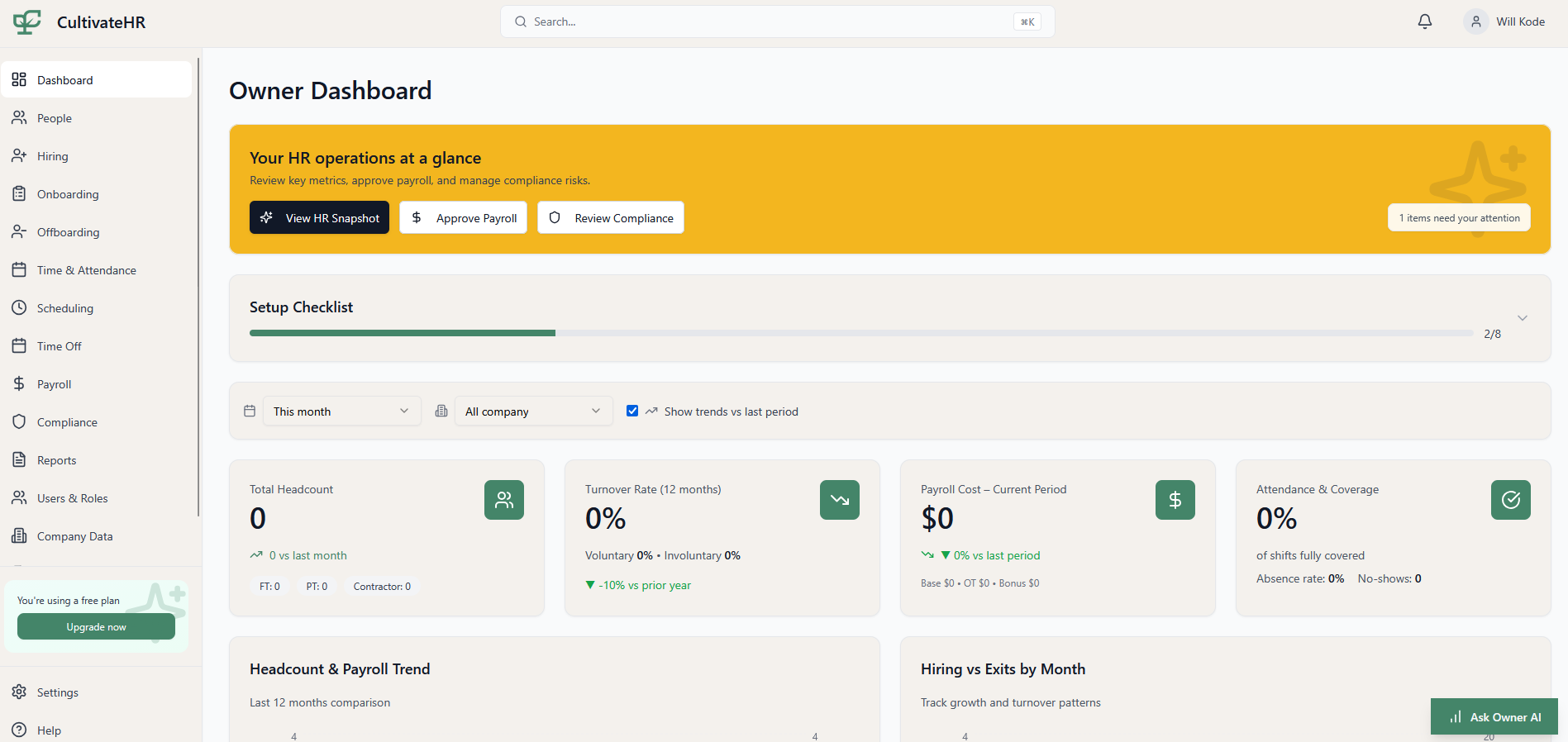 CultivateHR - Complete HR Management Platform template preview