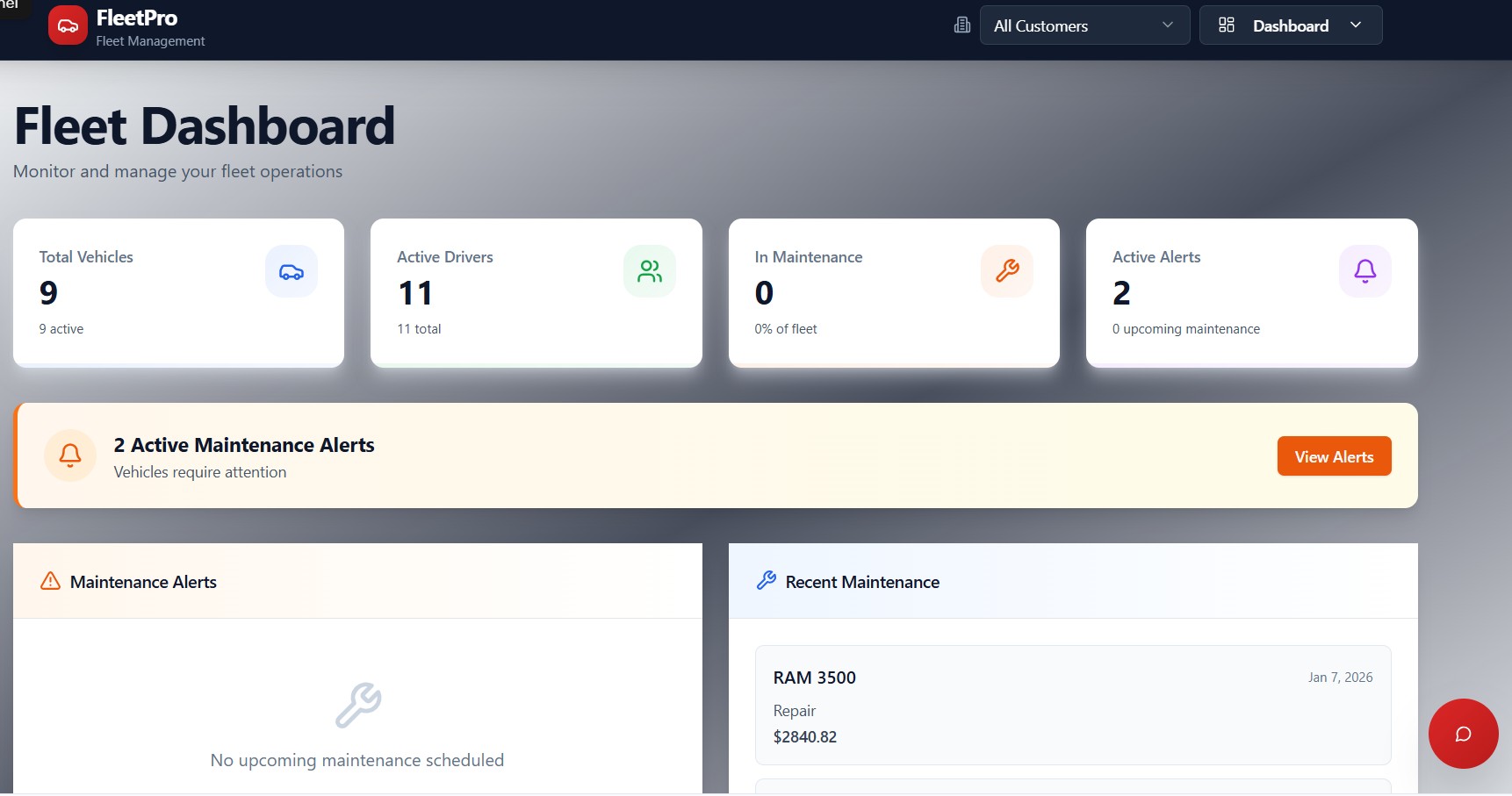 Fleet Management template preview