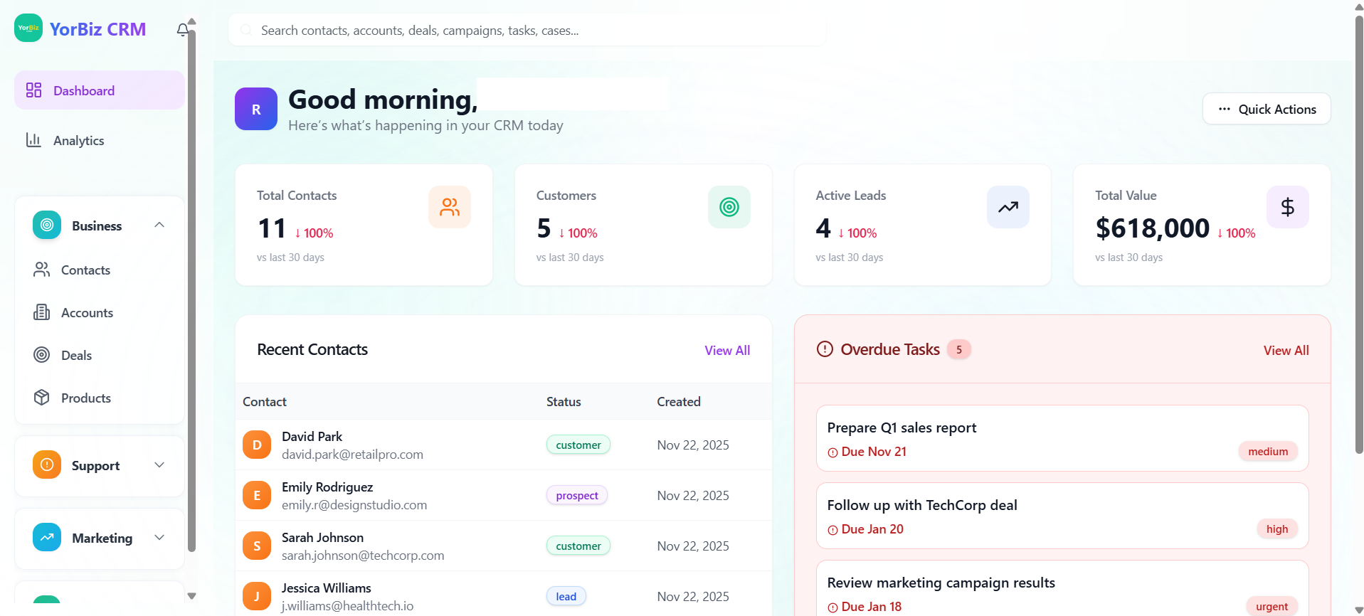 YorBiz CRM template preview