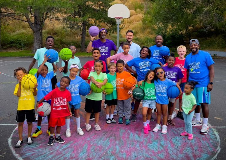 Kids playing basketball