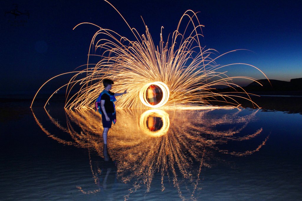 Light painting using a long exposure