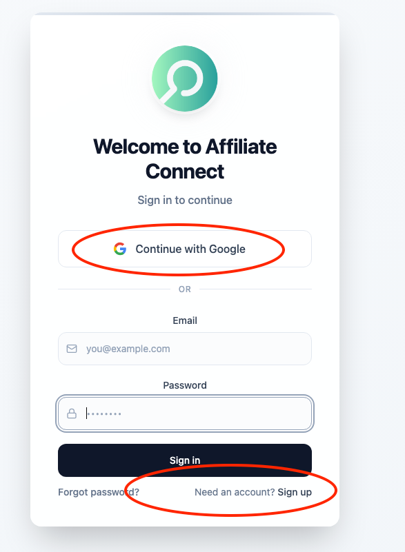 Log In or Sign Up screenshot