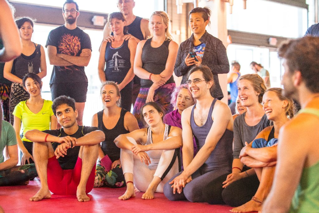 Fitness instructor teaching class