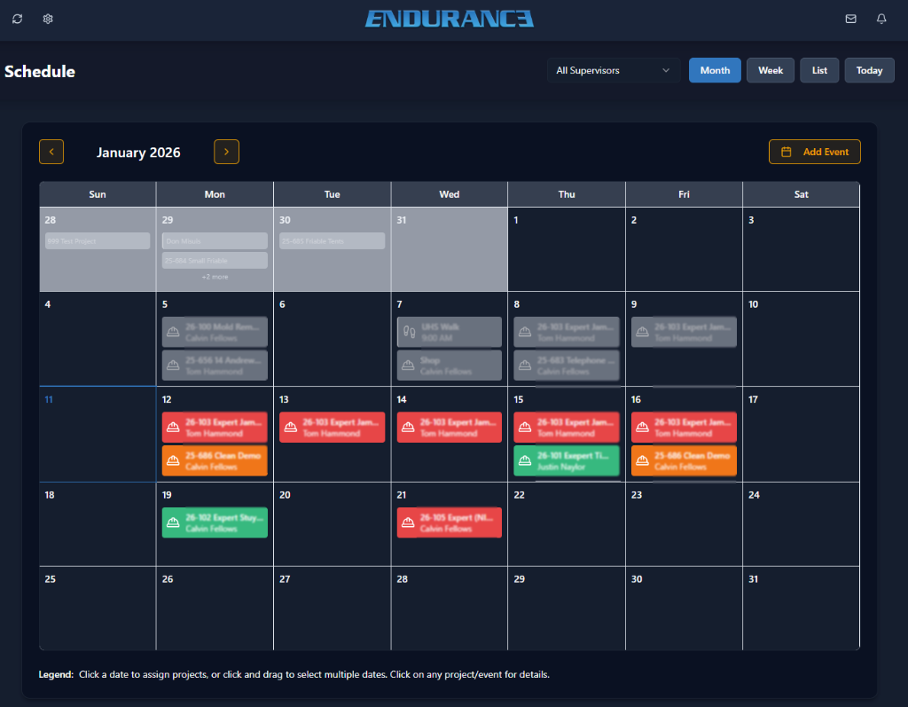 Master Schedule Calendar