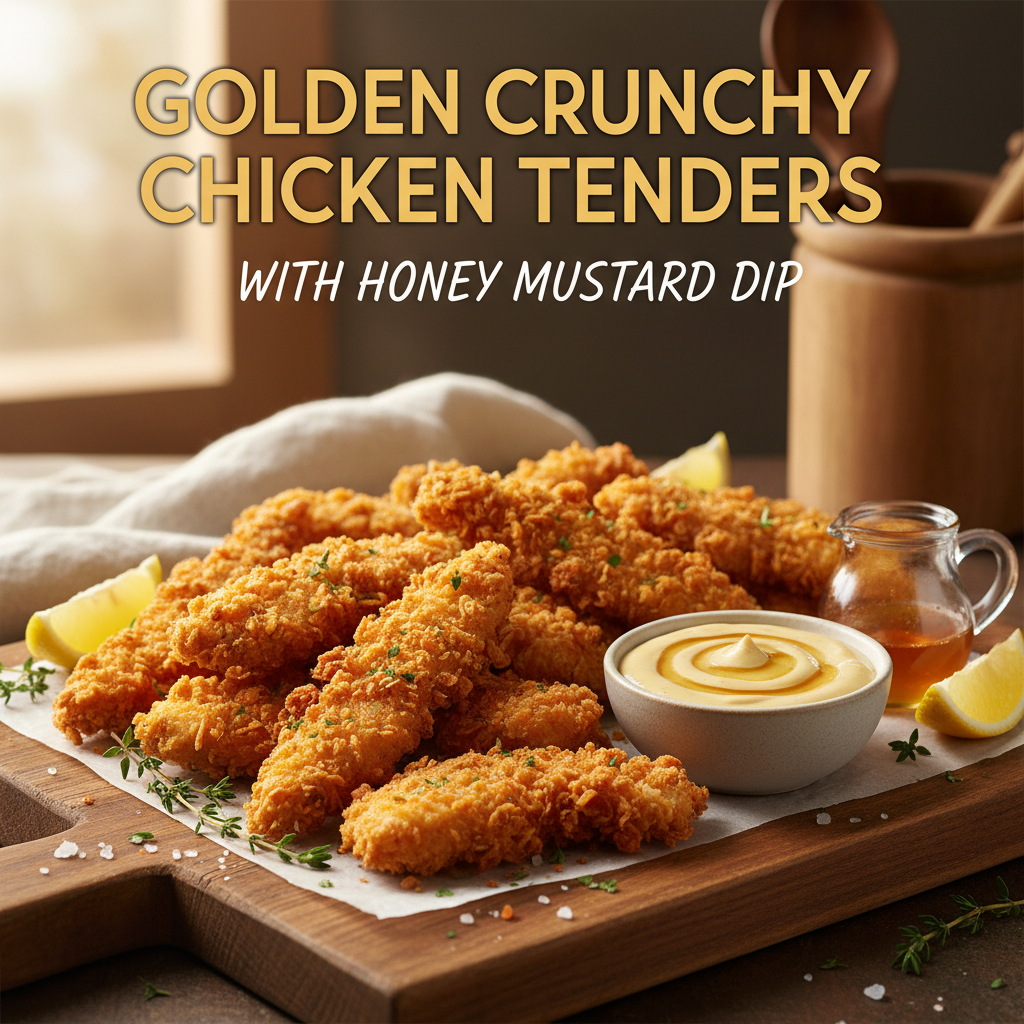 Golden Crunchy Chicken Tenders with Honey Mustard Dip