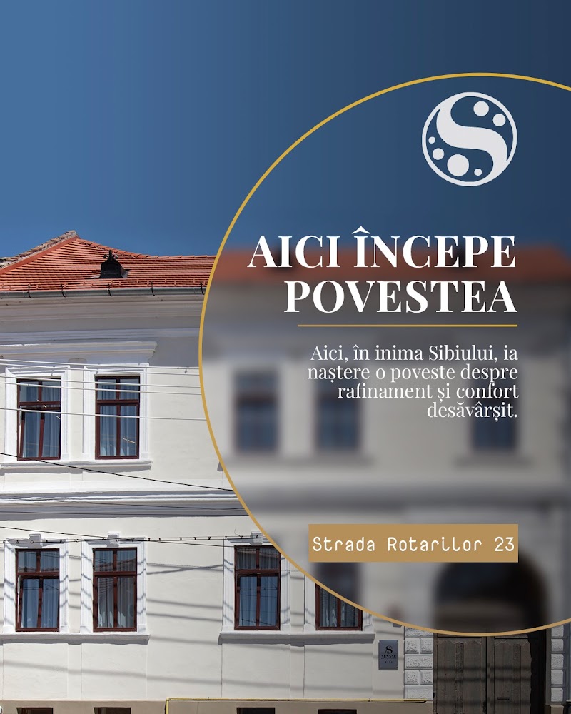 Clădire elegantă a Sennse Boutique Hotel Sibiu, situată în Cristian, Transilvania, ideală pentru cazare.