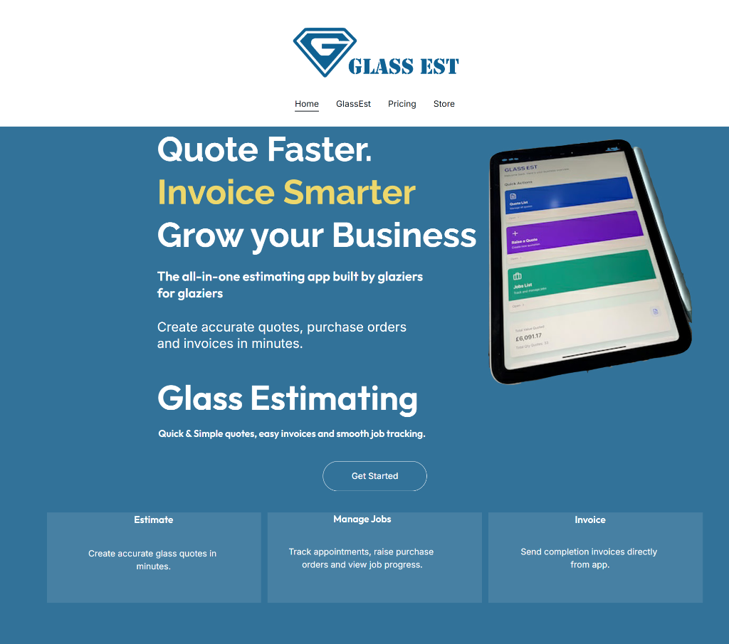 Glass Est App on tablet