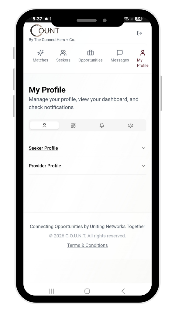 Create your profile on COUNT