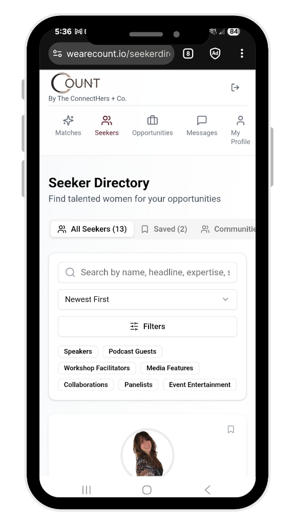 Providers browsing the seeker directory on COUNT