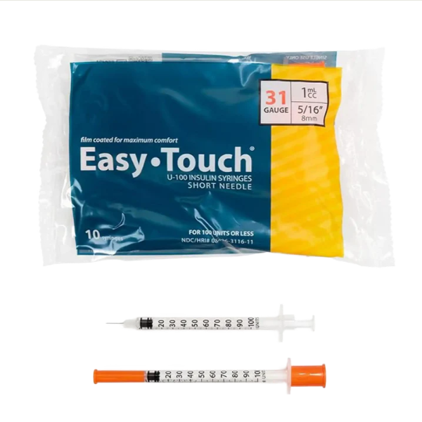 EasyTouch Insulin Syringe - 31G 1ML 5/16" - 10 Pack