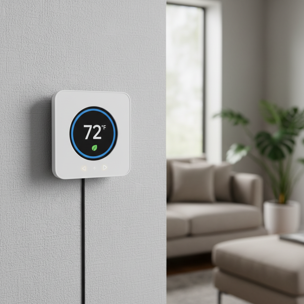 smart thermostat on the wall at home