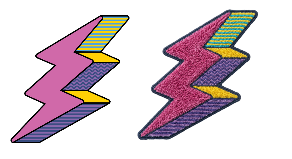 Before and after applying the GangFX Chenille effect