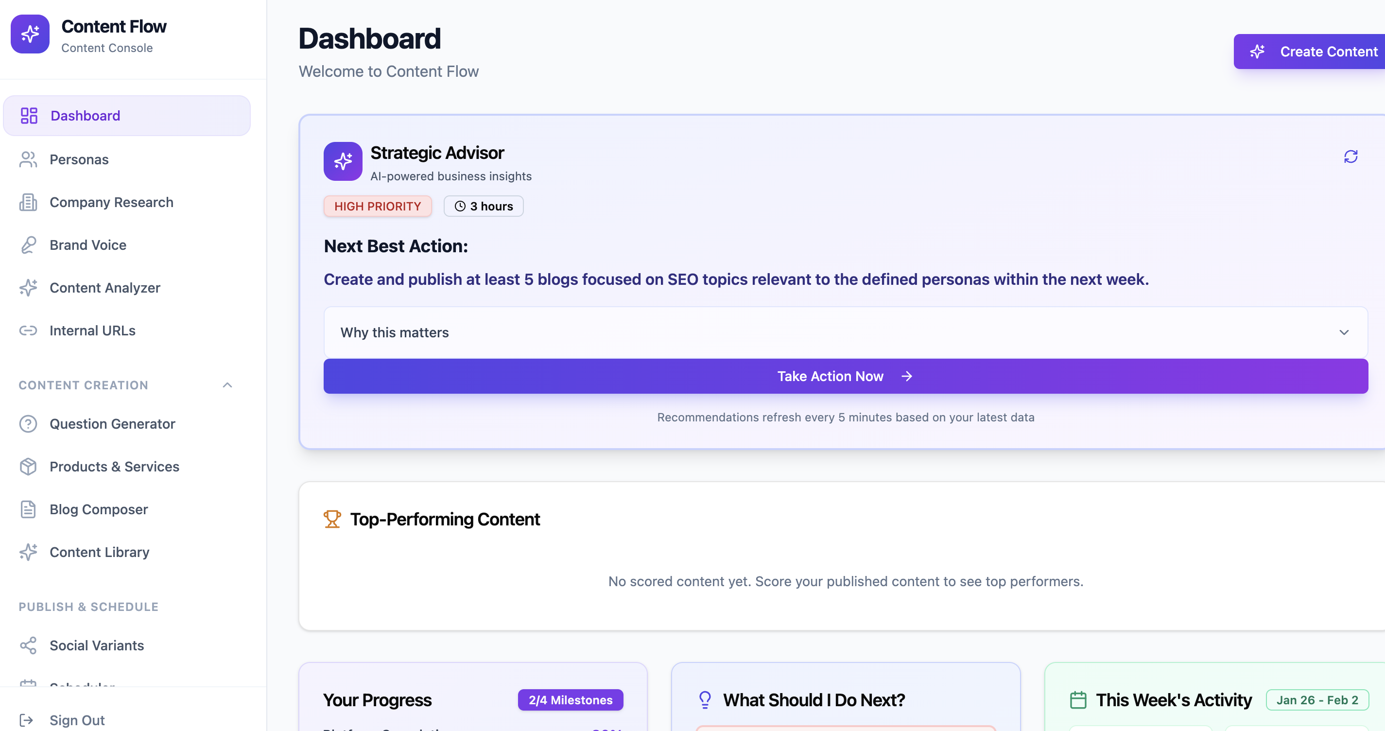 Content Console - main template preview