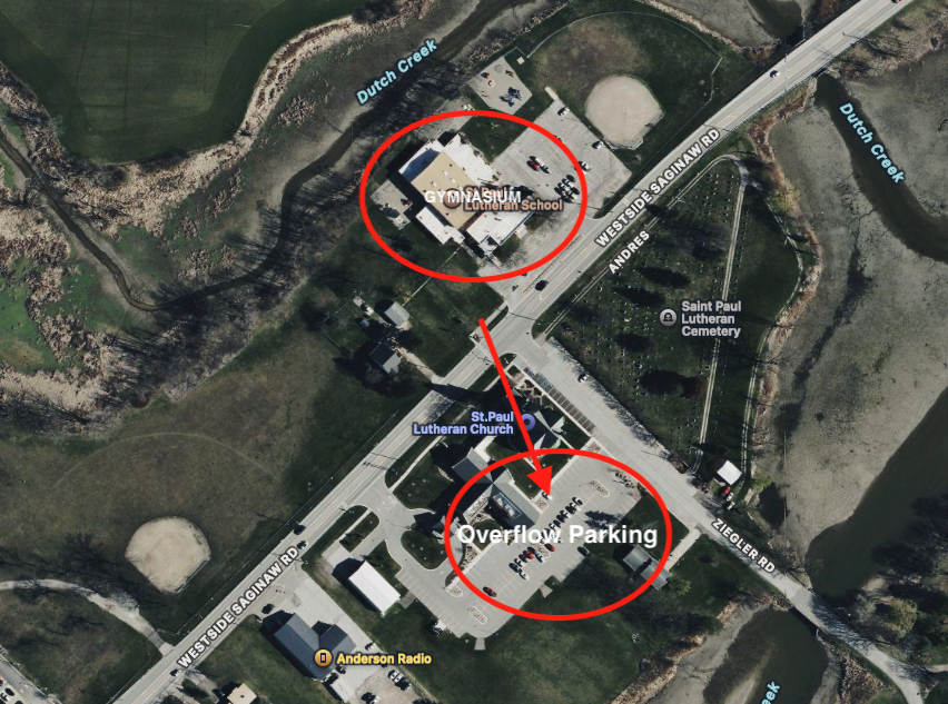 Parking map showing overflow parking location