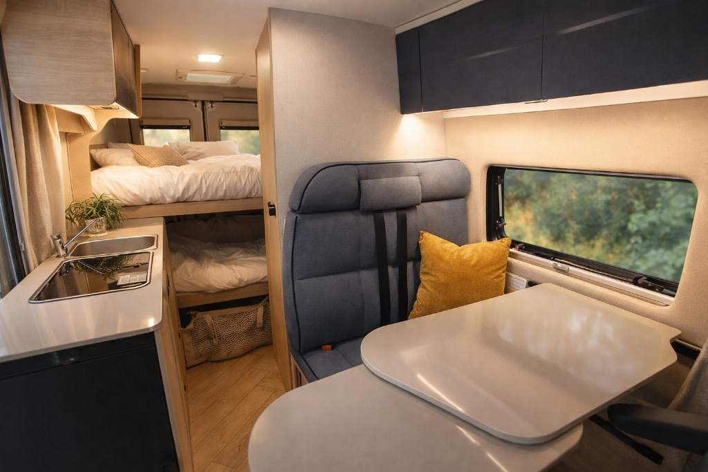Interior camper equipado