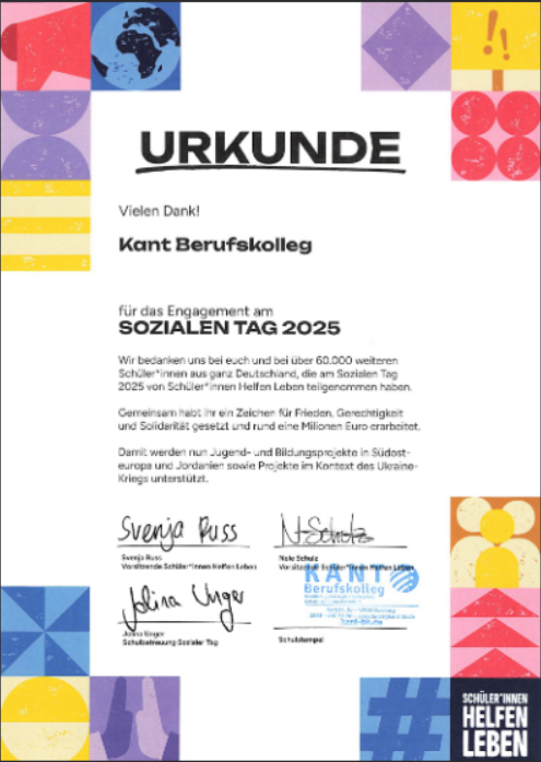 Urkunde Sozialer Tag 2025
