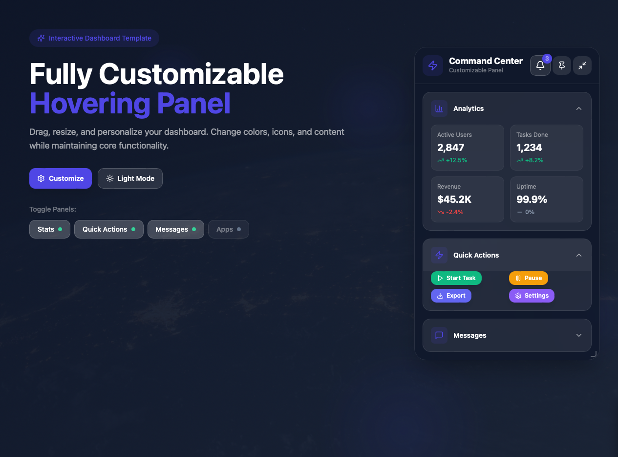 Float Desk UI template preview