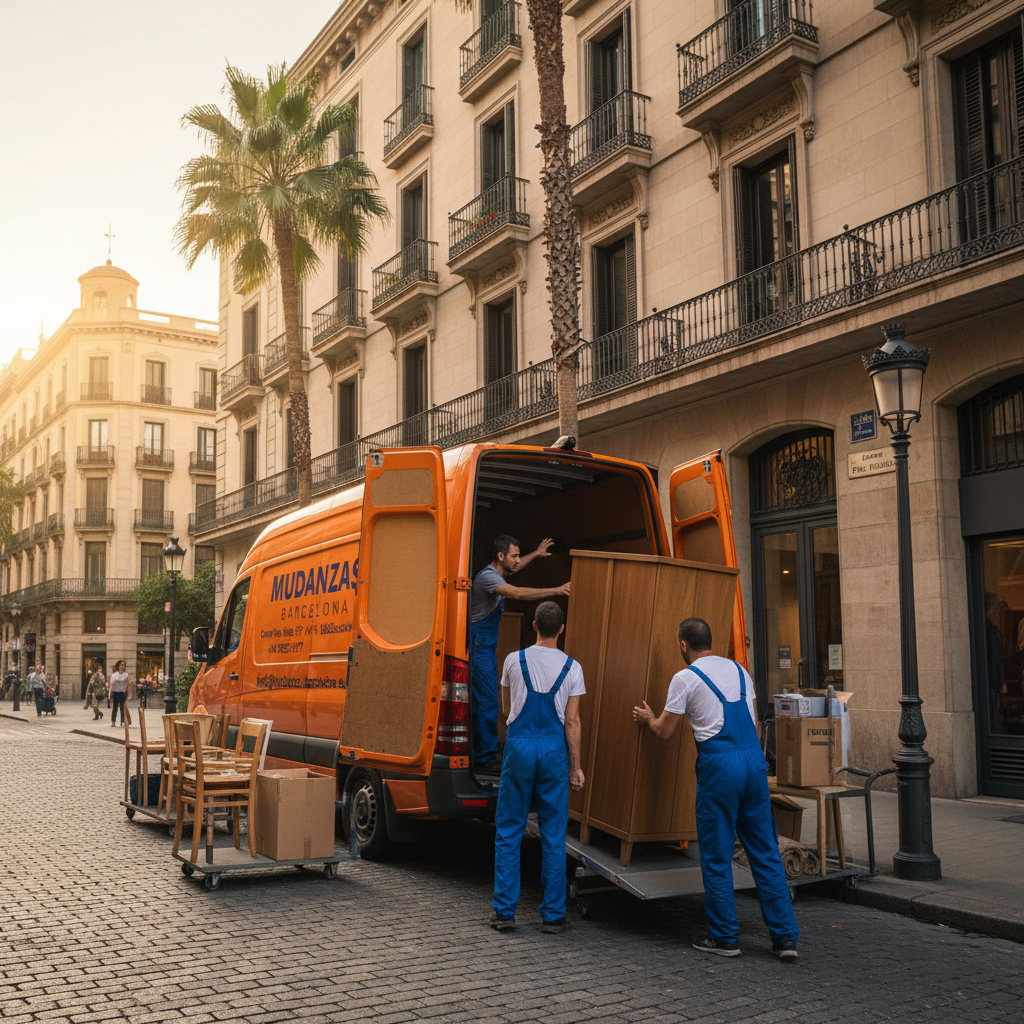 Equipo descargando muebles