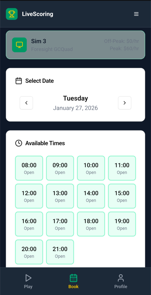 Booking interface