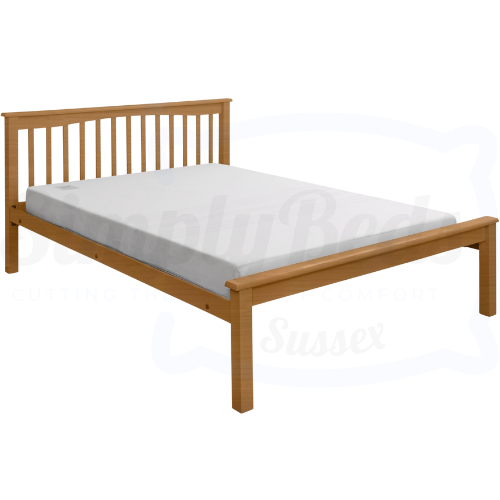 Beech Wooden Double Bed Frame (Mesh Base) 