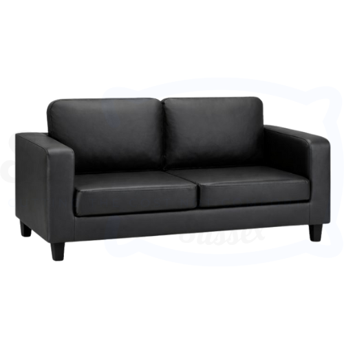 Budget Box 3-Seater Sofa (Black PU)