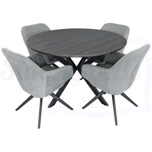 Deluxe 4-Seater Round Dining SET (4 chairs included) 