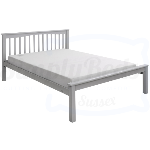 Grey Wooden Double Bed Frame (Mesh Base) 