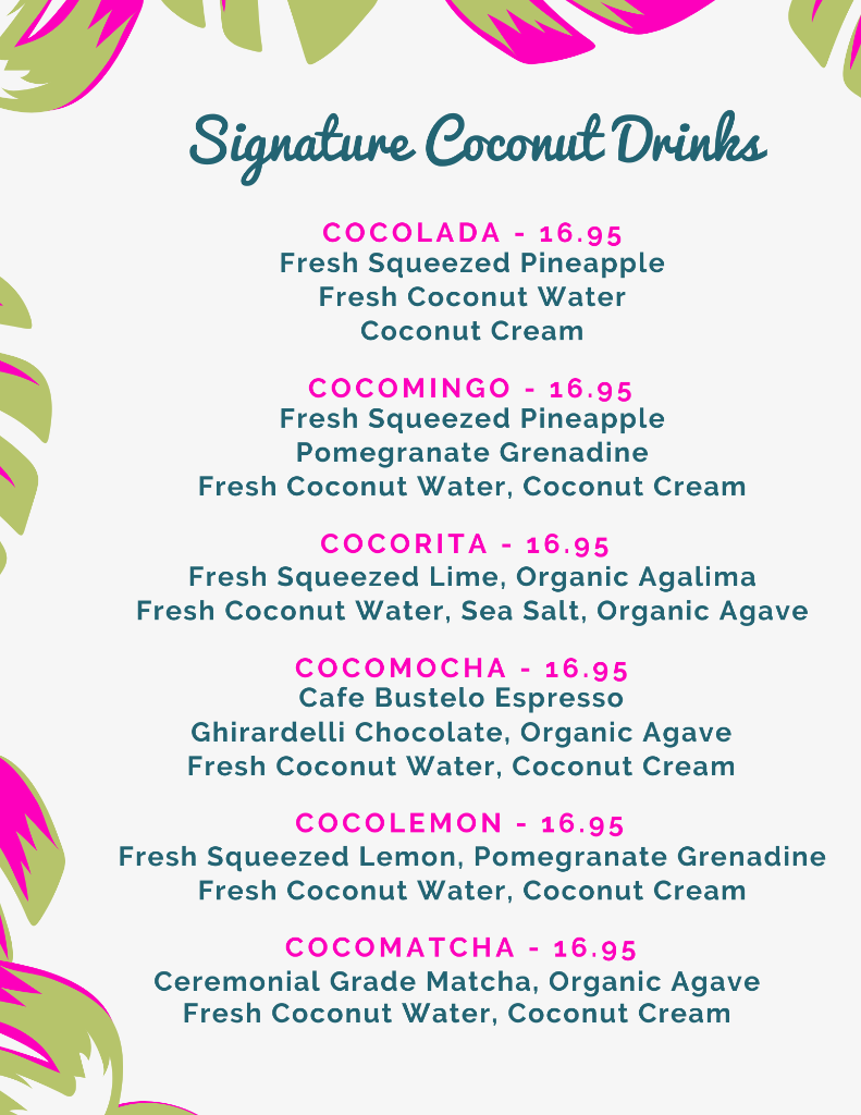 AM I COCONUTS? Menu